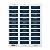 Navy Blue, Horizontale Logo Bedrijf Mailing Etiket (Full Sheet)