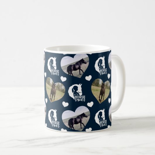 Navy Blue Horse Girl-foto Koffiemok (Voorkant rechts)