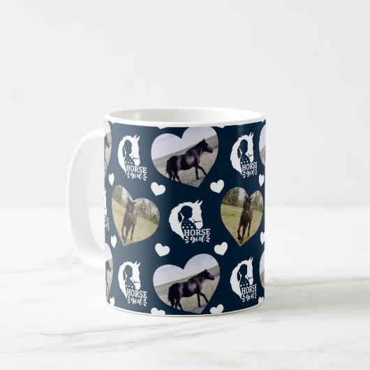 Navy Blue Horse Girl-foto Koffiemok (Voorkant links)