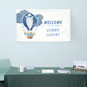 Navy Blue Hot Air Balloon Baby shower Welkom Spandoek (Beurs)