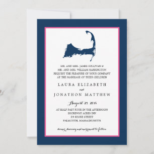 Navy Blue Hot Pink Cape Cod Map   Weddenschap Kaart