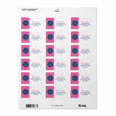Navy Blue, Hot Pink Chevron Pattern, uw monogram Etiket (Full Sheet)