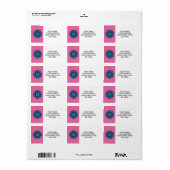 Navy Blue, Hot Pink Chevron Pattern, uw monogram Etiket (Full Sheet)