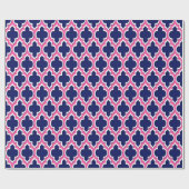 Navy Blue Hot Pink White Moroccan #4DS Cadeaupapier (Vlak)