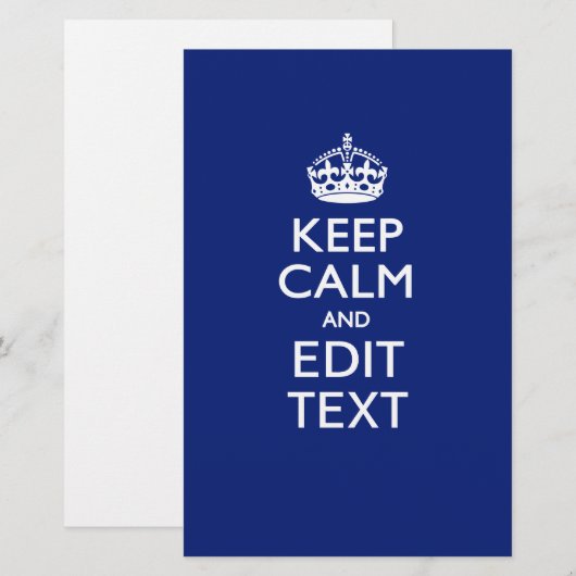 Navy Blue houdt kalm en heeft Jouw tekst Briefpapier (Voorkant / Achterkant)