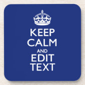 Navy Blue houdt kalm en heeft Jouw tekst Onderzetter (Voorkant)