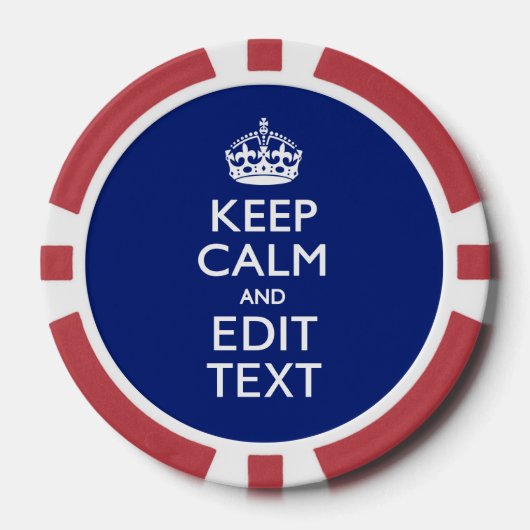 Navy Blue houdt kalm en heeft Jouw tekst Pokerchips (Voorkant)