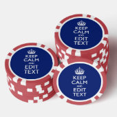 Navy Blue houdt kalm en heeft Jouw tekst Pokerchips (Opstapeling)