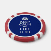 Navy Blue houdt kalm en heeft Jouw tekst Pokerchips (Enkel)