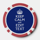 Navy Blue houdt kalm en heeft Jouw tekst Pokerchips (Achterkant)