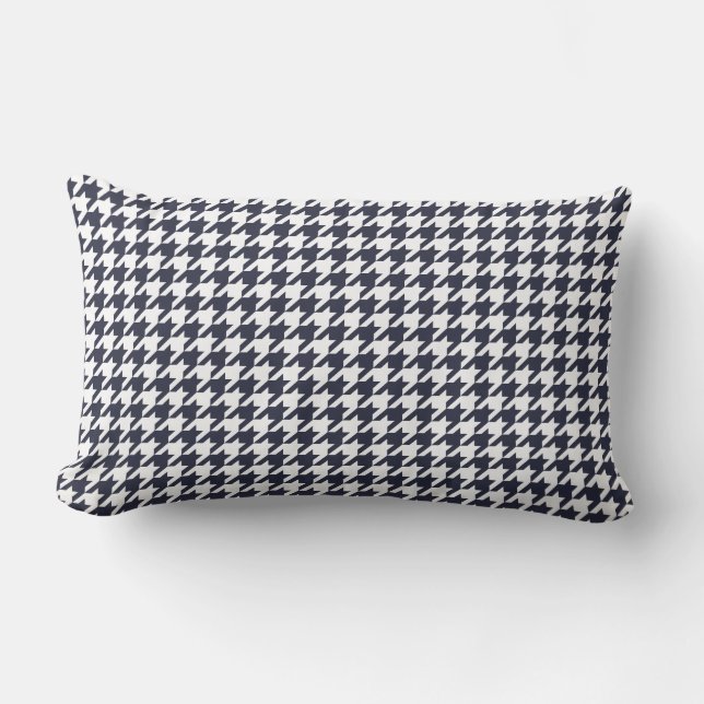 Navy Blue Houndstooth Kussen (Voorkant)