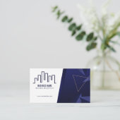 Navy Blue House Logo, Real Estate Agent, QR Code Visitekaartje (Staand voorkant)