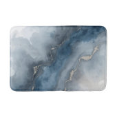 Navy Blue Houtskool Grijs Wit Beige Abstract Badmat (Voorkant)