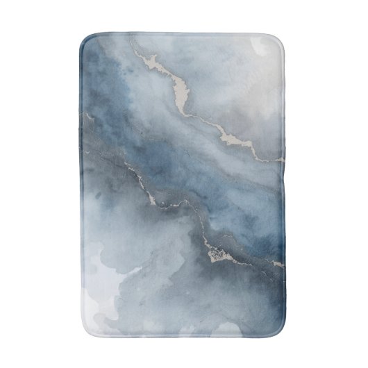 Navy Blue Houtskool Grijs Wit Beige Abstract Badmat (Voorkant Verticaal)