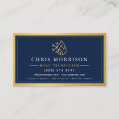 Navy Blue HVAC Contractor QR Code Gold Metallic Visitekaartje (Voorkant)