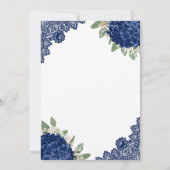 Navy Blue Hydrangea Floral Lace Wedding Kaart (Achterkant)