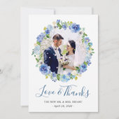 Navy Blue Hydrangea Floral Wreatfoto Hartelijk dan Bedankkaart (Voorkant)