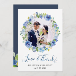 Navy Blue Hydrangea Floral Wreatfoto Hartelijk dan Bedankkaart