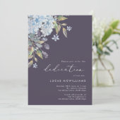 Navy Blue Hydrangeas Baby Dedication Kaart (Staand voorkant)