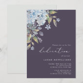 Navy Blue Hydrangeas Baby Dedication Kaart (Voorkant / Achterkant)