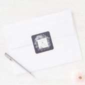 Navy & Blue Hydrangeas Lijst Waterverf Wedding Vierkante Sticker (Envelop)