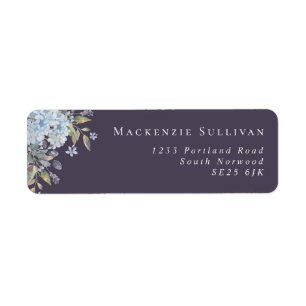 Navy Blue Hydrangeas Waterverf Return Address Lab Etiket