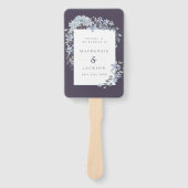 Navy Blue Hydrangeas Waterverf Wedding Programme Handwaaier (Voorkant)