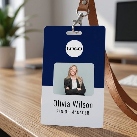 Navy Blue ID Card | Custom Logo Employee Photo Badge