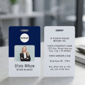 Navy Blue ID Card | Custom Logo Employee Photo Badge