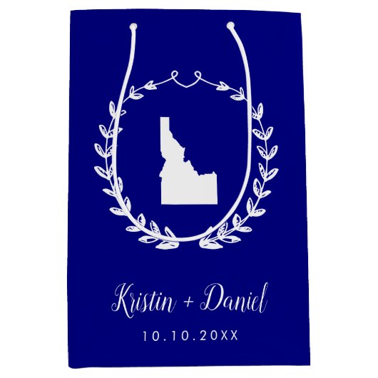 Navy Blue Idaho Map Wedding Welcome Swag Medium Cadeauzakje (Voorkant)