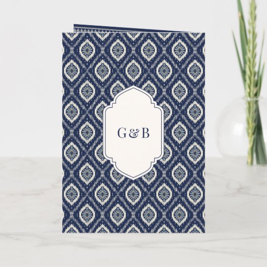 Navy Blue Ikat Alles in een Anand Karaj Sikh bruil (Achterkant)