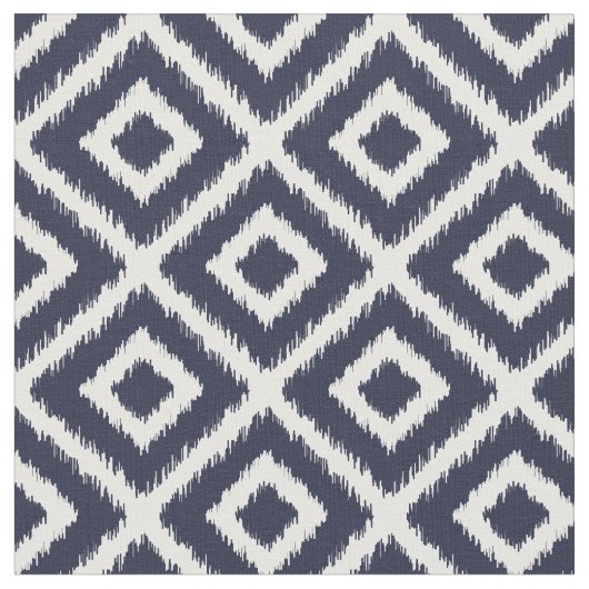 Navy Blue Ikat Diamonds Stof (Close Up)