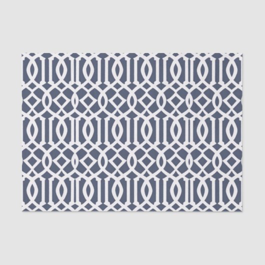 Navy Blue Imperial Trellis Geometric Pattern Tissuepapier (Voorkant)