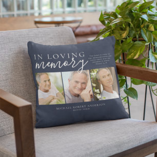 Navy Blue in Loving Memory Fotogedenkteken Kussen