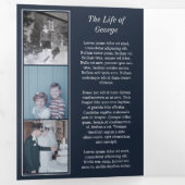 Navy Blue in Loving Memory Photo Funeral Drieluik Programma (Binnenzijde eerst)