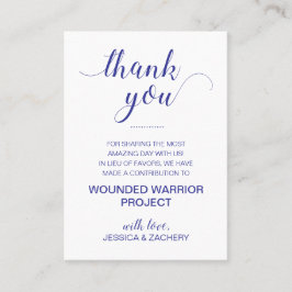 Navy Blue in plaats van gunsten Charity Donate Wed Plaatskaartje