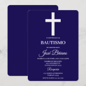 Navy blue in Spanish Baptism Kaart (Voorkant / Achterkant)