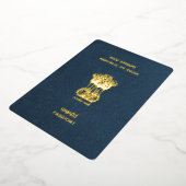 Navy Blue India Passport Bewaar de datum Folie Uitnodiging (Gedraaid)