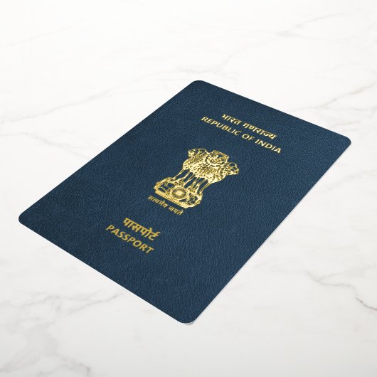 Navy Blue India Passport Bewaar de datum Folie Uitnodiging (Gedraaid)