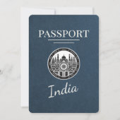 Navy Blue India Passport Bewaar de datum Save The Date (Voorkant)