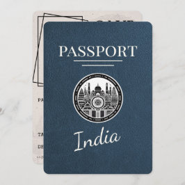 Navy Blue India Passport Bewaar de datum Save The Date