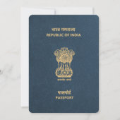 Navy Blue India Passport Bewaar de datum Save The Date (Voorkant)