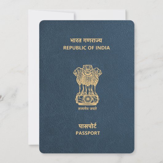Navy Blue India Passport Bewaar de datum Save The Date (Voorkant)