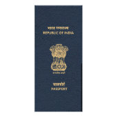 Navy Blue India Passport Menu (Achterkant)