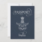 Navy Blue India Passport Save the Date Card (Voorkant)