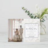 Navy Blue India trouwfoto dank u Bedankkaart (Staand voorkant)