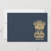 Navy Blue India trouwfoto dank u Bedankkaart (Achterkant)