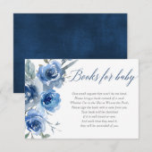 Navy blue indigo bloemenjongen baby boek aanvraag informatiekaartje (Voorkant / Achterkant)