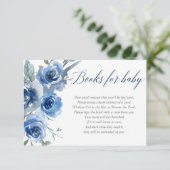 Navy blue indigo bloemenjongen baby boek aanvraag informatiekaartje (Staand voorkant)