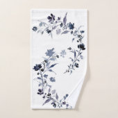Navy blue indigo floral flower waterverf Towel Bad Handdoek (Handdoek)